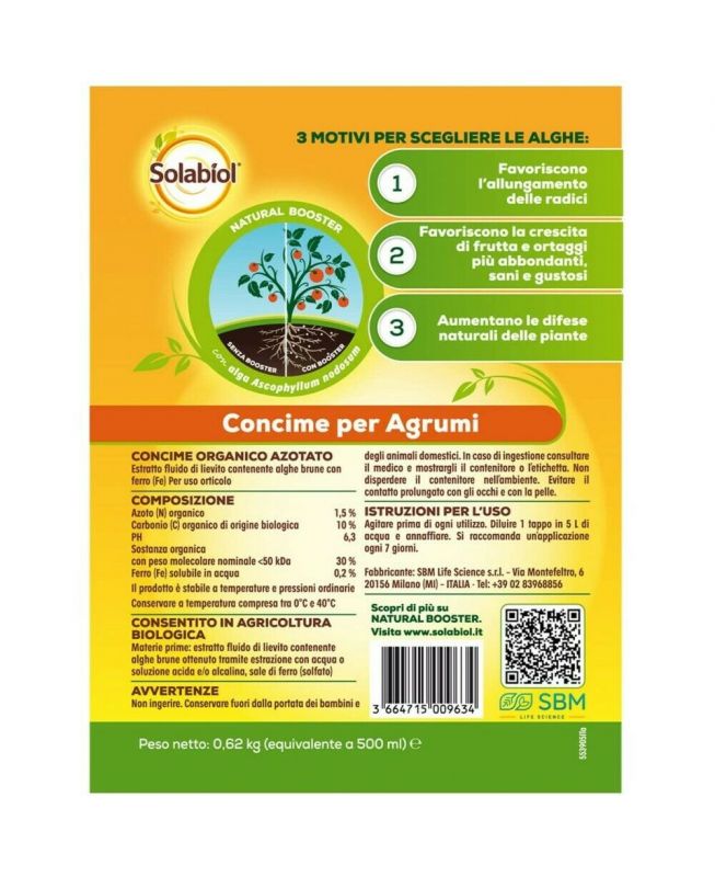Concime liquido per agrumi 500ml - Solabiol