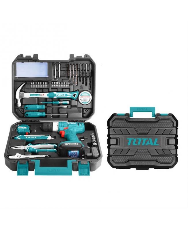 Kit con Trapano Avvitatore e 127 Accessori - Total