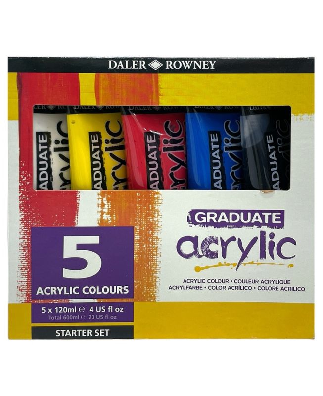 Starter set - Colori acrilici 5 tubetti da 120ml - Daler Rowney