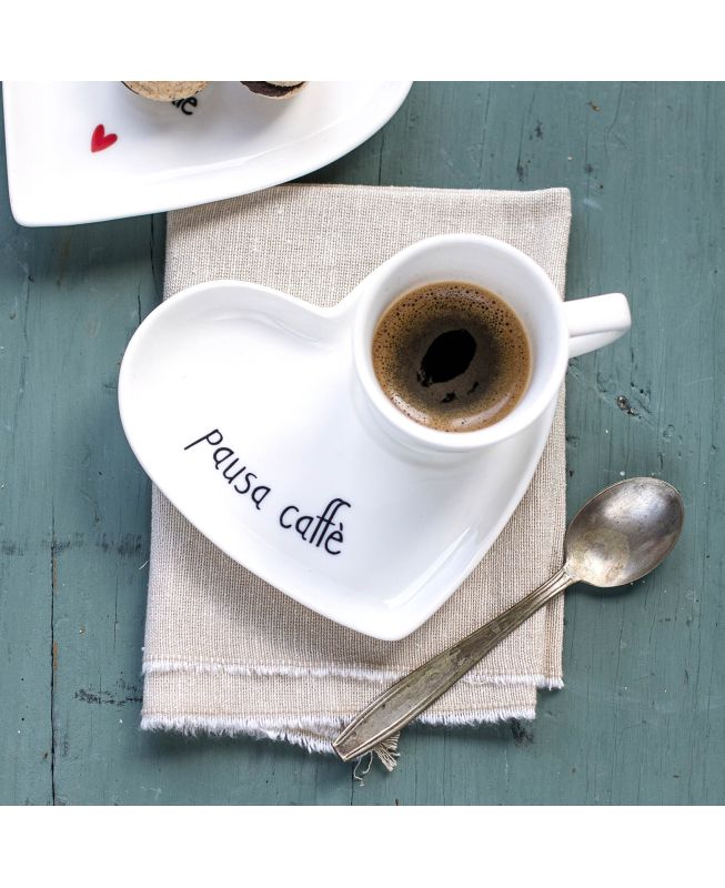 Set 2 Piattini cuore per tazze espresso Pausa caffè - Simple Day
