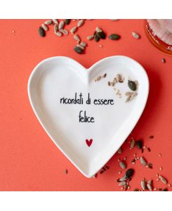 Set 2 Piatti cuore Ricordati di essere felice 12 cm - Simple Day