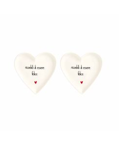Set 2 Piatti cuore Ricordati di essere felice 12 cm - Simple Day