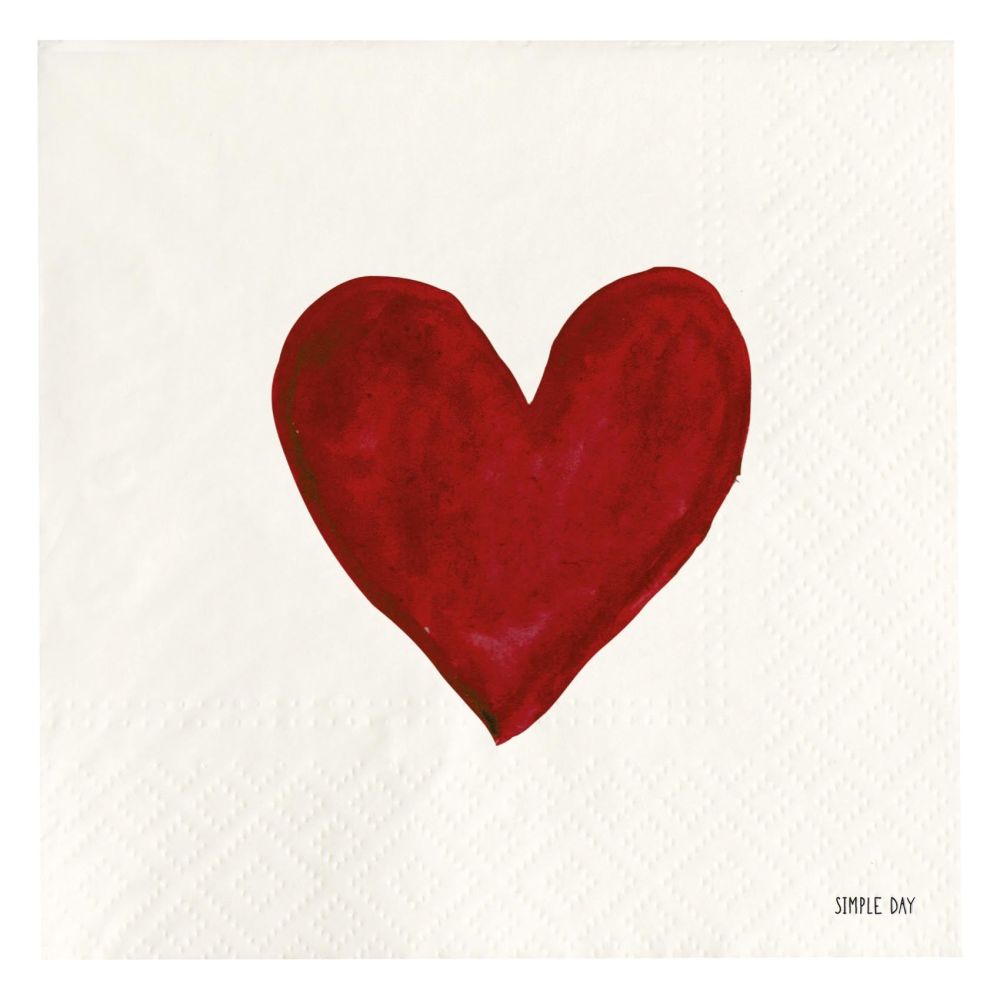 Set 20 tovaglioli 33x33 Cuore rosso - Simple Day