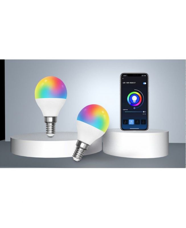 Smart LED Lampadina G45 E14 7W WIFI RGB+CCT